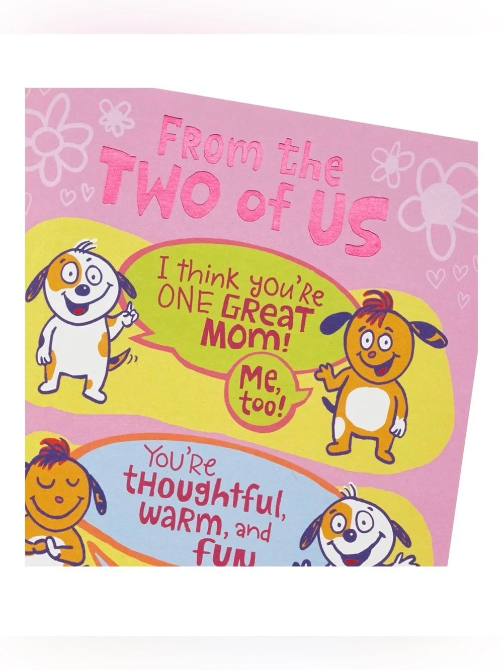 Pink Mother's Day Card for Mom – Cute Dog Cartoon Design NEW